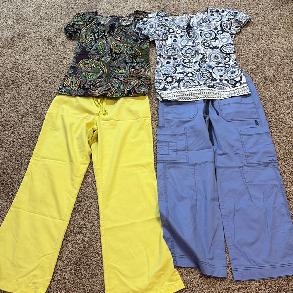 Bundle of two pairs of scrubs, so cute for spring. Variety of brands